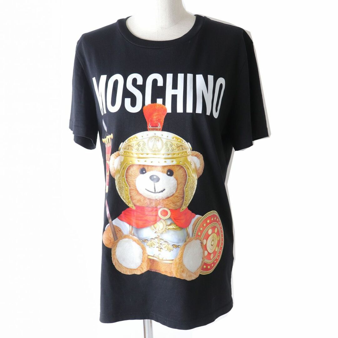 美品△MOSCHINO COUTURE! モスキーノ クチュール レディース 半袖 オーバーサイズ テディベア Tシャツ カットソー ロゴT ブラック  44