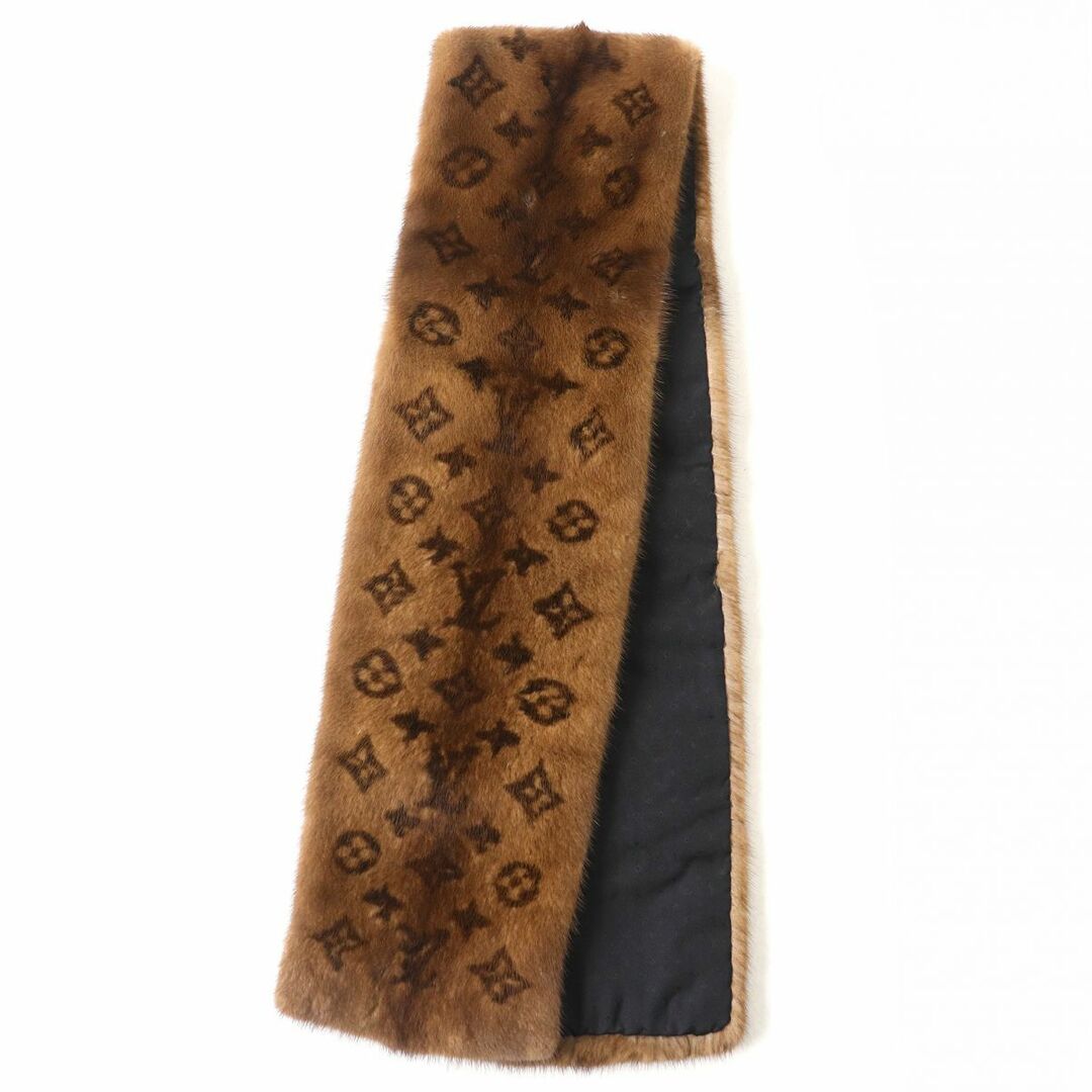 極美品△正規品 LOUIS VUITTON ルイヴィトン 2020年 M76737 エシャルプ モノグラムミンク マフラー 裏地シルク ブラウン イタリア製 箱付き