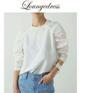 ラウンジドレス(Loungedress)の新品未使用 タグ付き  Loungedress ラウンジドレス　パフブラウス　白(カットソー(長袖/七分))