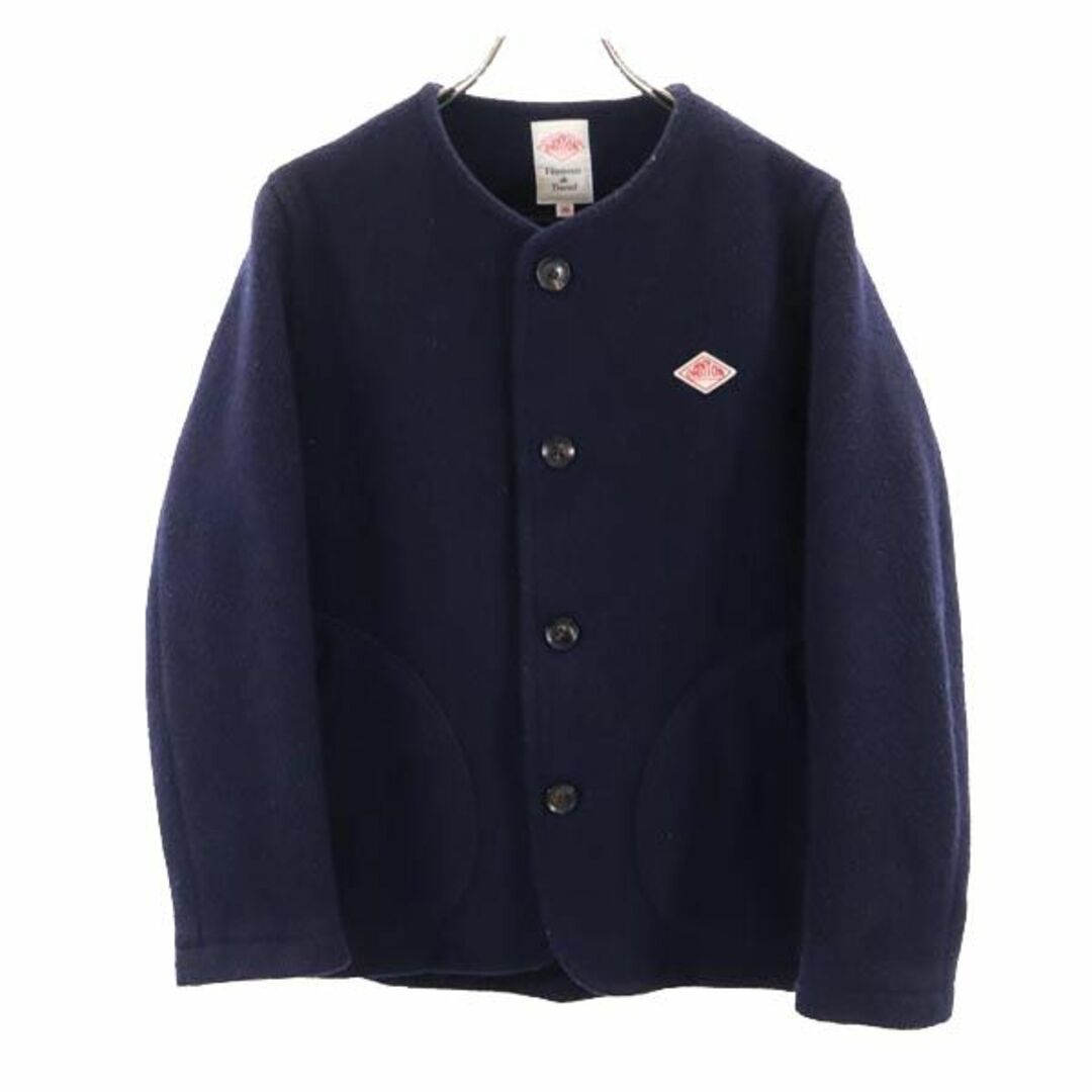 DANTON ウールモッサ ノーカラージャケット NAVY