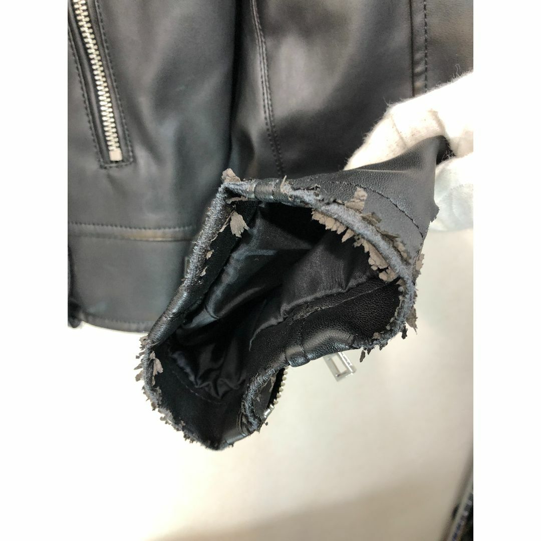 500142● ZARA フェイクレザー ダブル ライダース XL ブラック