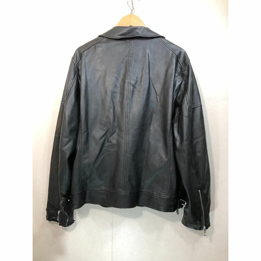 500142● ZARA フェイクレザー ダブル ライダース XL ブラック