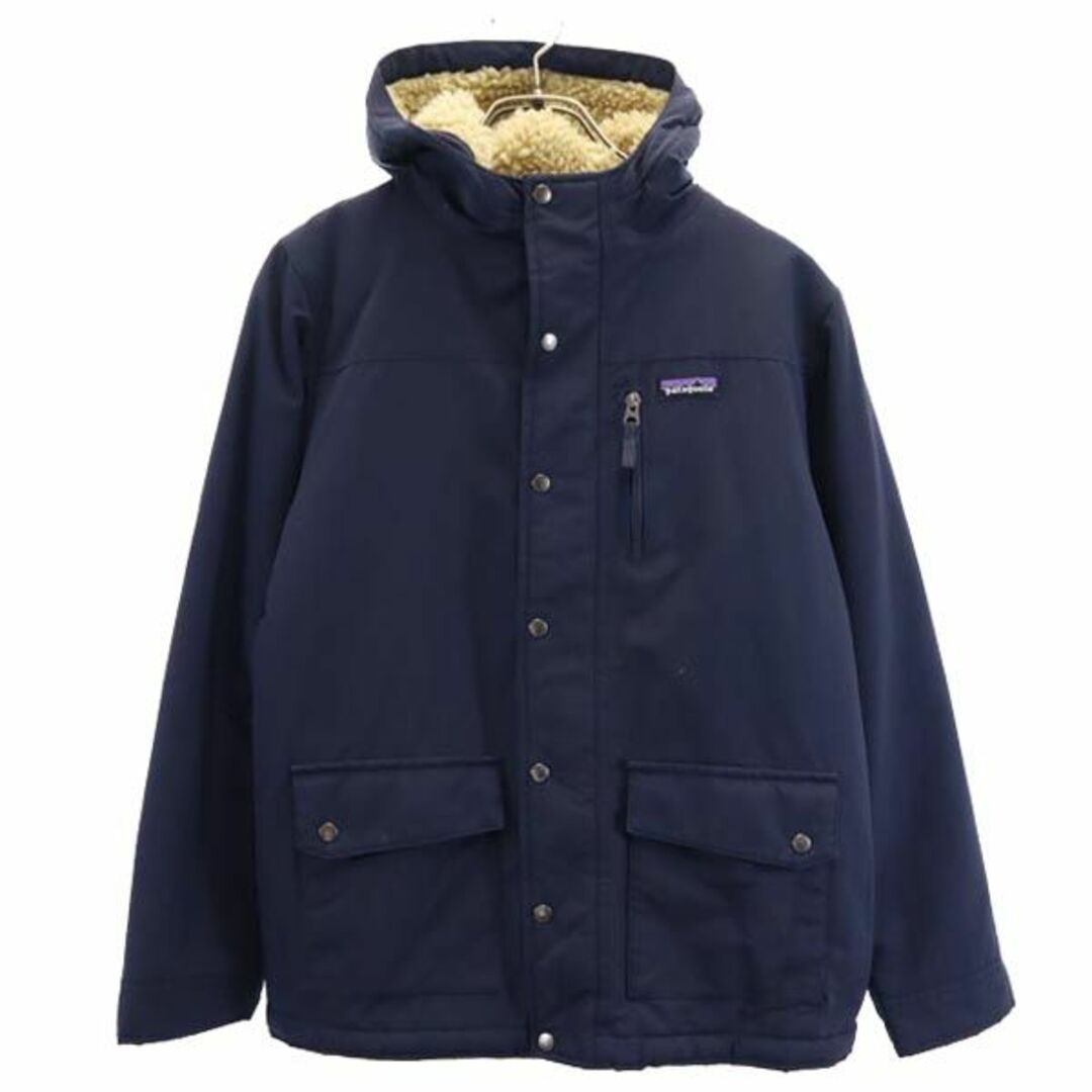 詳細説明文パタゴニア アウトドア 長袖 裏ボア 中綿ジャケット XL14 ネイビー系 patagonia ロゴ キッズ  【231024】