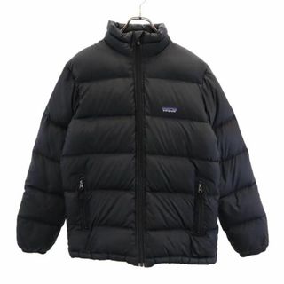 パタゴニア(patagonia)のパタゴニア アウトドア 長袖 ダウンジャケット XL14 ブラック系 patagonia ロゴ キッズ 古着 【231024】(ジャケット/上着)