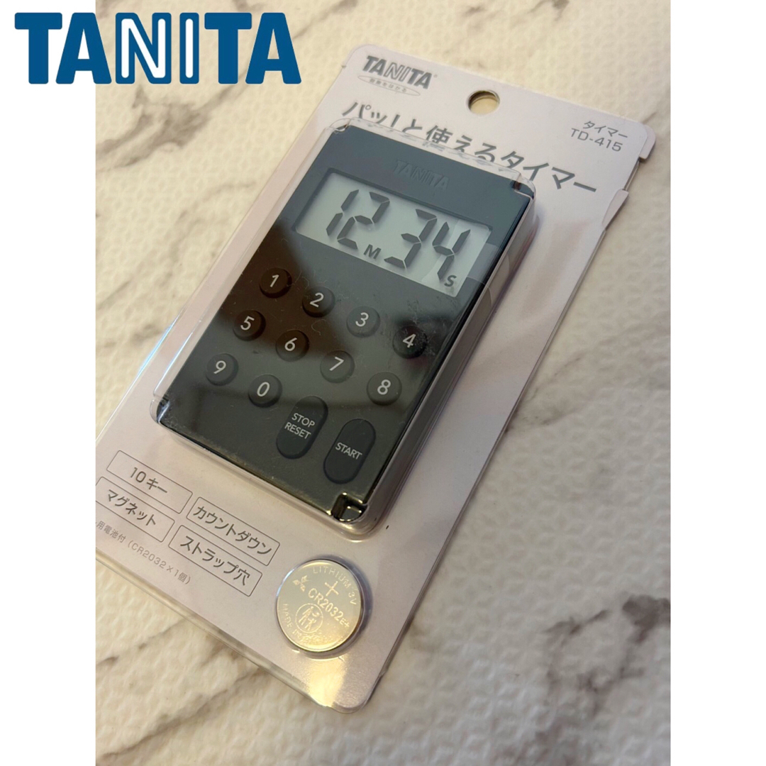 TANITA(タニタ)のタニタ　デジタルタイマー　TD-415 BK  在宅勤務*自宅学習管理◎ インテリア/住まい/日用品のキッチン/食器(調理道具/製菓道具)の商品写真