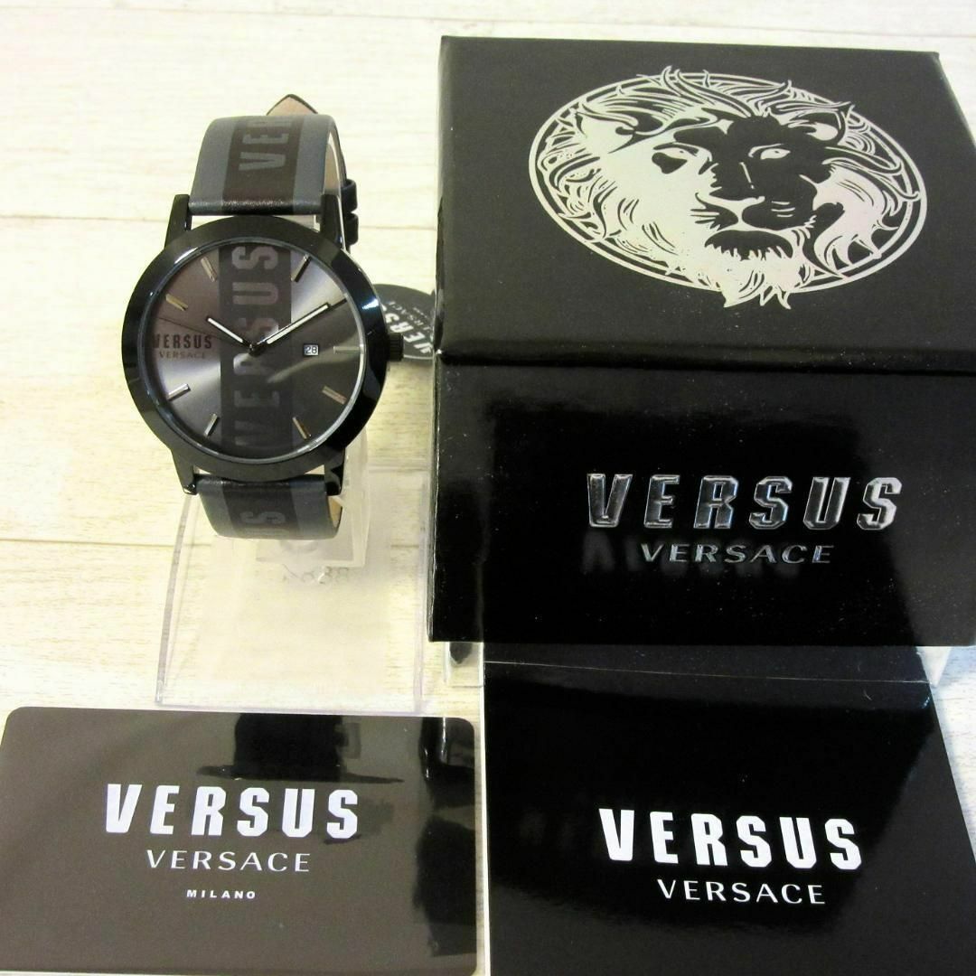 新品 VERSUS VERSACE ロゴウォッチ 腕時計 ロゴドン 黒 グレー 7
