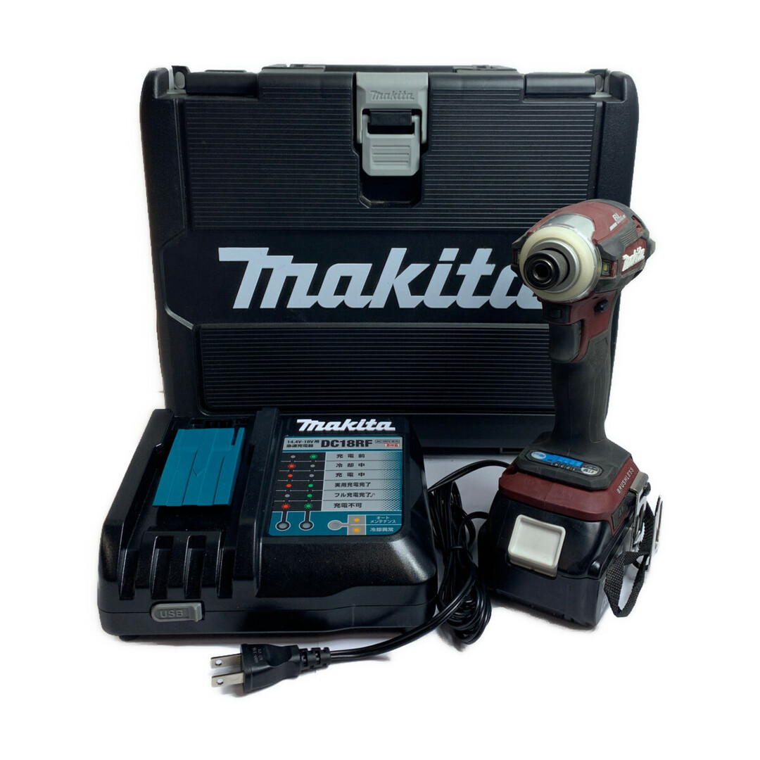 ♭♭MAKITA マキタ 充電式インパクトドライバ　18V　充電器1個、バッテリー1個（充電回数2回）付 TD172D レッド