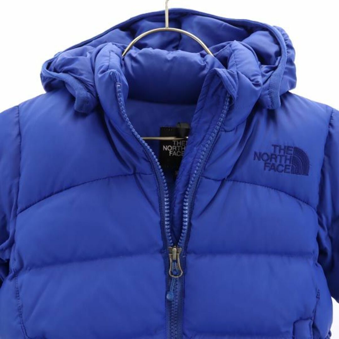 ノースフェイス NDJ91603 アウトドア 長袖 フード ダウンジャケット 100 ブルー系 THE NORTH FACE ロゴ キッズ 古着  【231024】