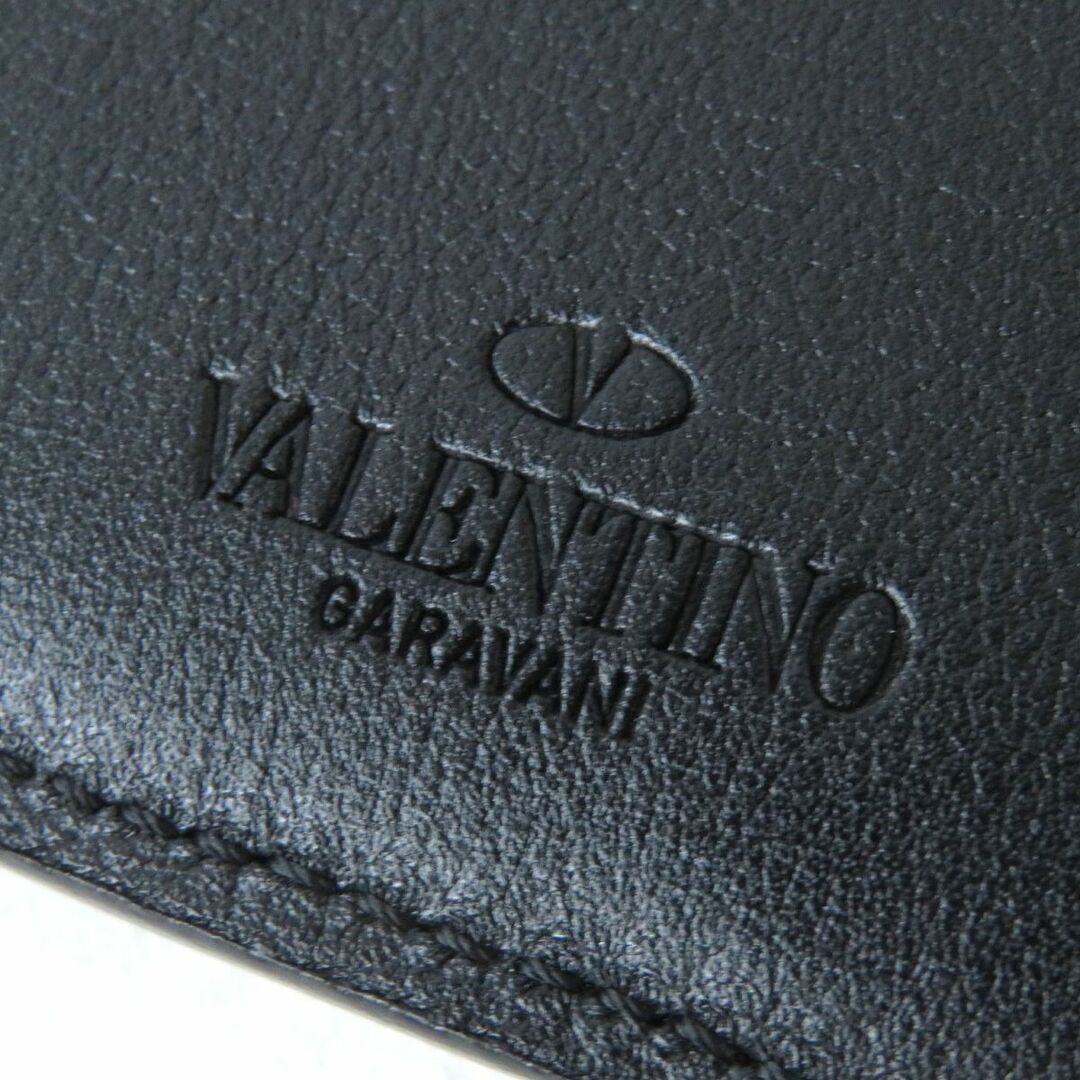 美品△Valentino Garavani ヴァレンティノガラヴァーニ ロックスタッズ レザー コインパース カードケース レディース ブラック  保存袋付き