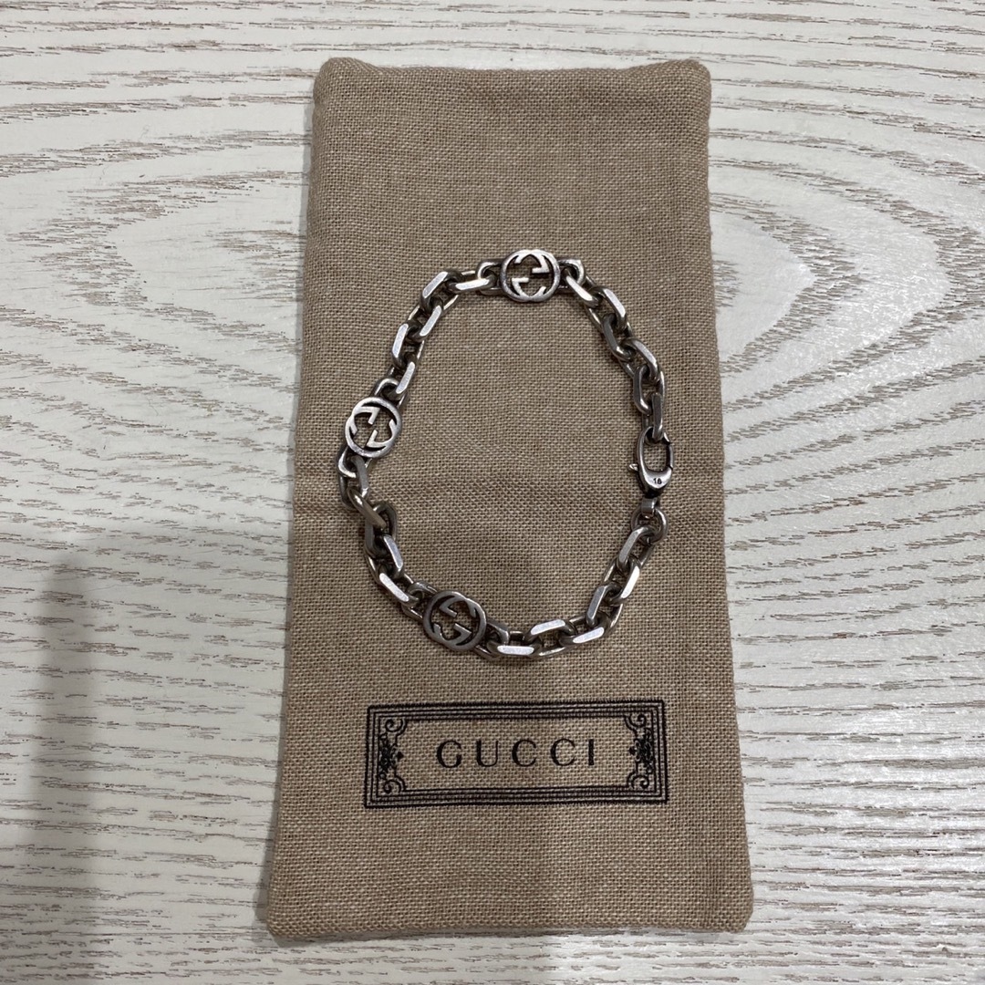 GUCCI グッチ インターロッキングGシルバー ブレスレット サイズ18