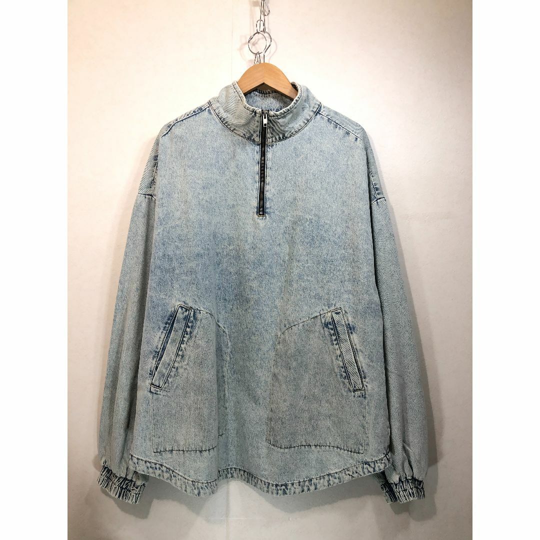 トップス010142●  ZARA ハーフジップ デニム プルオーバー XL