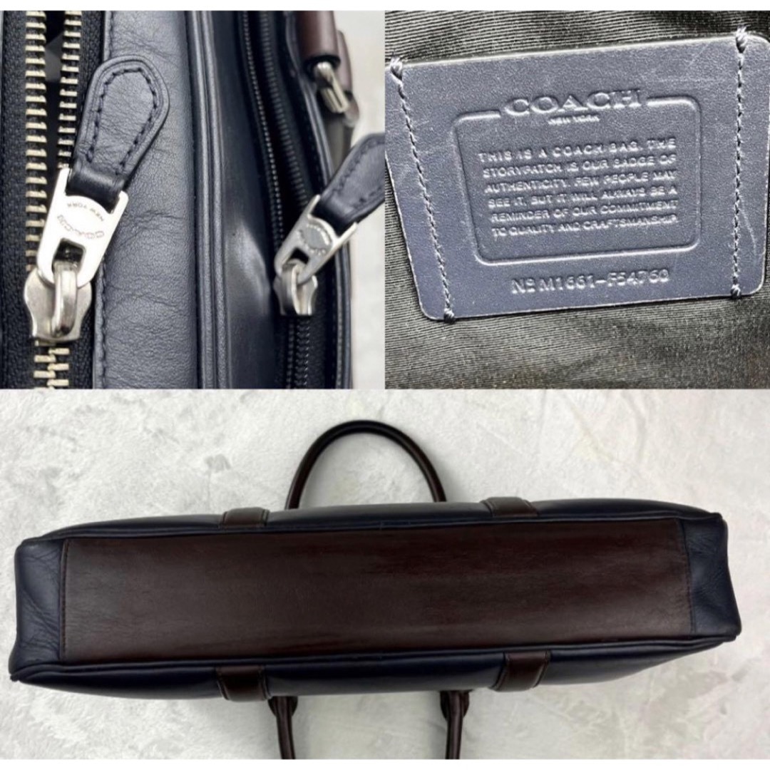 COACH - ✨美品✨COACH コーチ ビジネスバッグ レザー ネイビー F54760