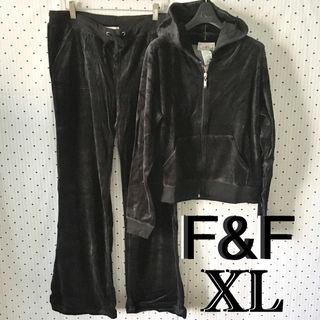 ジューシークチュール(Juicy Couture)のＦ＆ＦファブリックUS限定 ベロアセットアップblack  Ｌ１点物(ルームウェア)