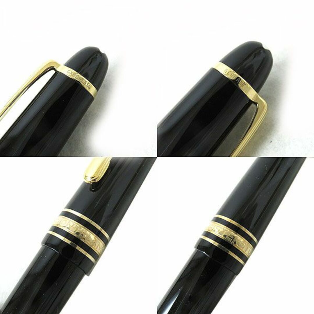 極美品△MONTBLANC モンブラン マイスターシュテュック 145 ホワイトスター Mニブ ペン先 14K 万年筆 カートリッジ式 ブラック×ゴールド 6