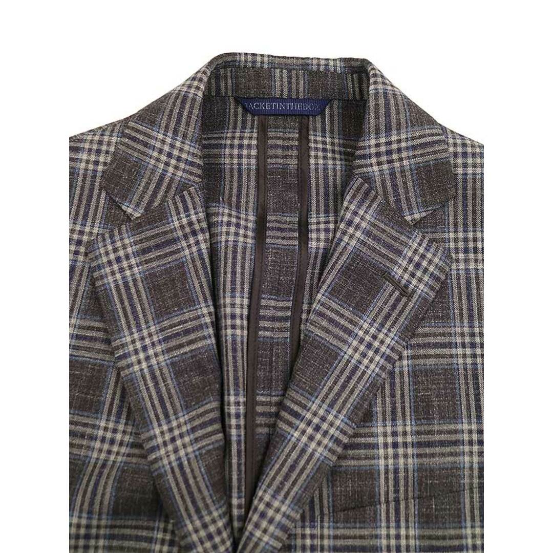 Belvest ベルベスト JACKET IN THE BOX シルクリネン混 チェックテーラードジャケット チャコールグレー系 46 Belvest ベルベスト JACKET IN THE BOX シルクリネン混 チェックテーラードジャケット チャコールグレー系 46