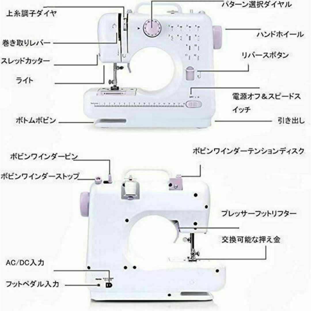 電動ミシン ホームミシン 家庭用 コンパクト 簡単 縫物 初心者向き