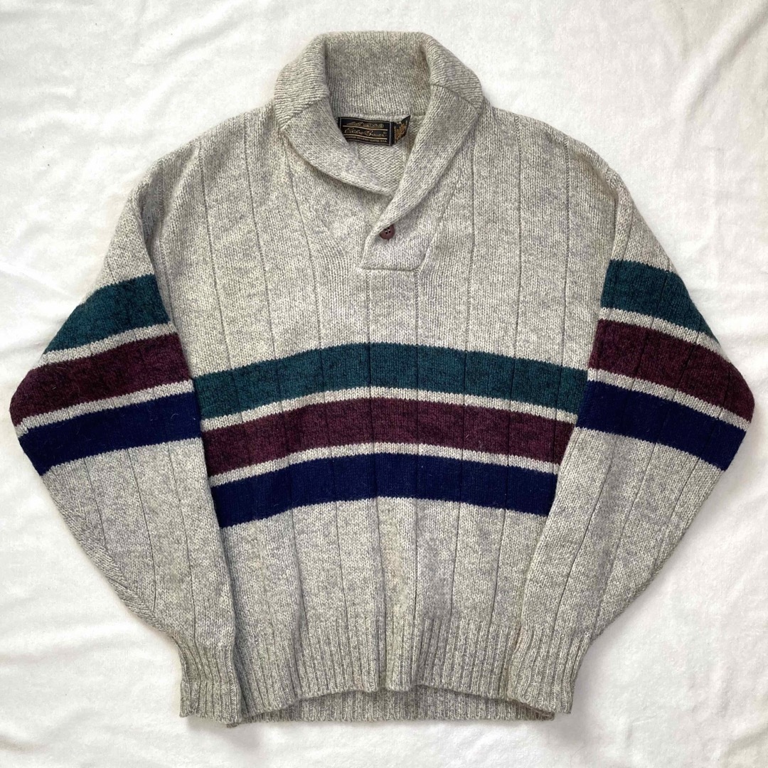 80s USA製 黒タグ Eddie Bauer ウールニットセーター Mトップス