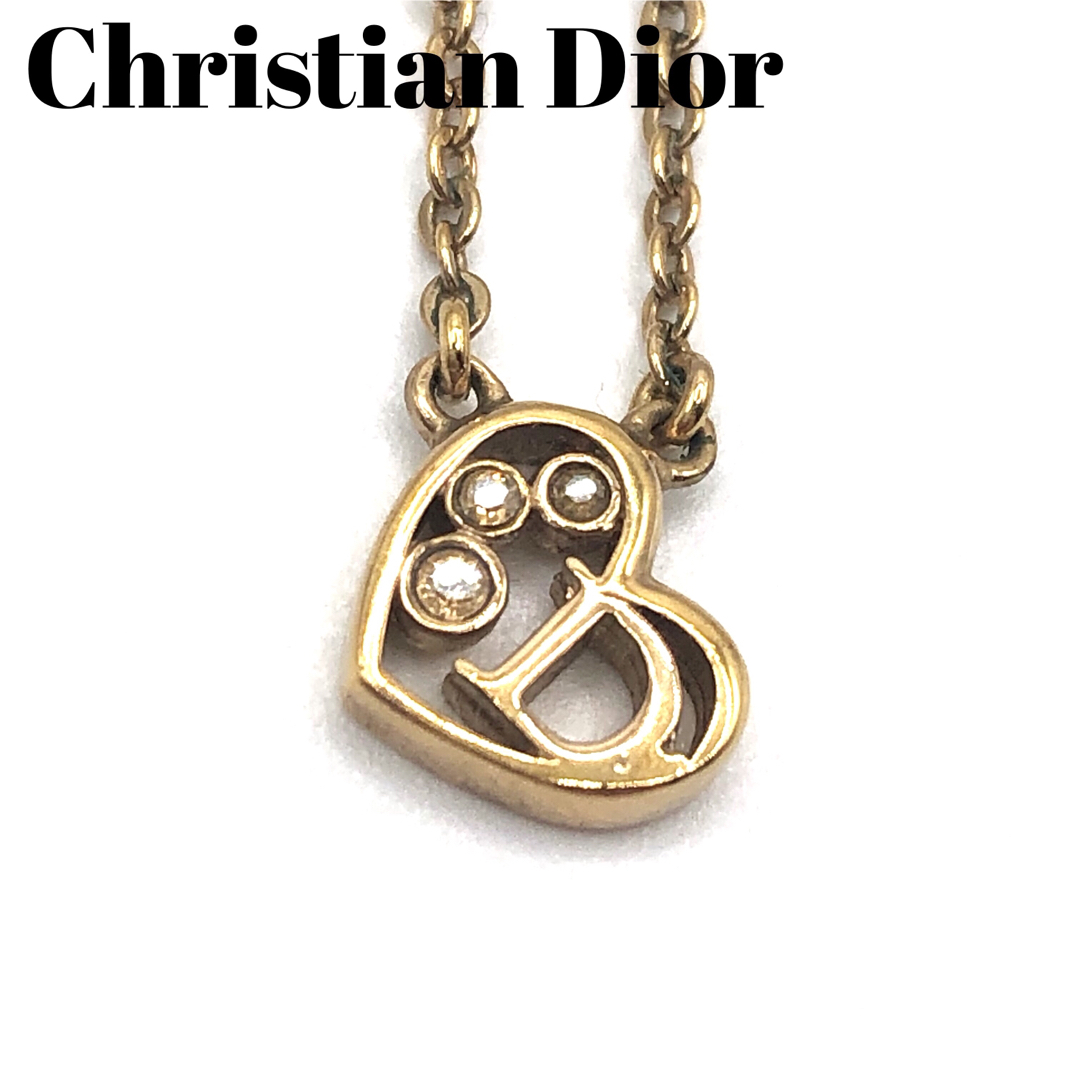 Christian Dior - Christian Dior ネックレス ストーン ハート ロゴ D