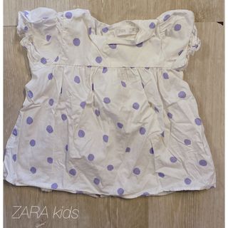 ザラキッズ(ZARA KIDS)のZARAkids ドット柄 3歳 4歳 ホワイト 白×ブルー 女の子 ブラウス(ブラウス)