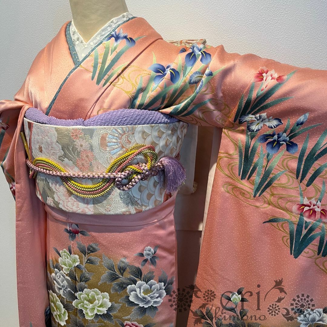 着物【振袖/7点セット】ピンクにお花♡所々刺繍の華やかな振袖