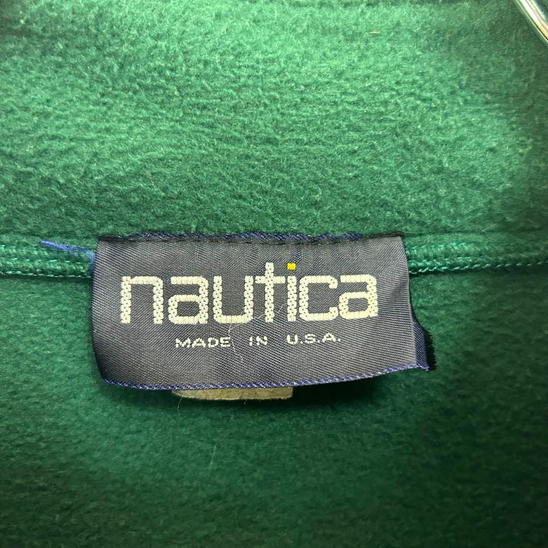NAUTICA(ノーティカ)の【希少】ノーティカ USA製 刺繍ロゴ 90s ハーフジップ フリース グリーン メンズのジャケット/アウター(ブルゾン)の商品写真