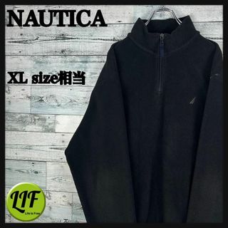 ノーティカ(NAUTICA)の【希少‼︎】ノーティカ 刺繍ロゴ ハーフジップ フリース ブラック(ブルゾン)