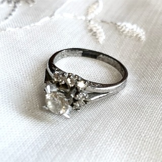 ヴィンテージリング 指輪 ダイヤモンド 宝石 シルバー 12号 昭和レトロ(リング(指輪))