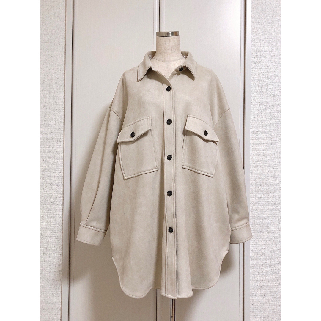 JEANASIS ロングシャツコート ジャケット 大きいサイズ スウェード生地