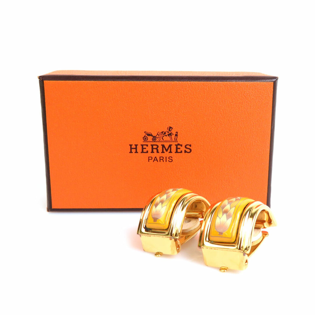 エルメス HERMES イヤリング 七宝焼き メタル/エナメル ゴールド/イエロー/ホワイト レディース 送料無料 e57113a