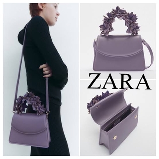 ザラ(ZARA)のZARA ザラ　ショルダーバッグ　紫　バッグ　花　ラベンダー　人気　完売(ショルダーバッグ)
