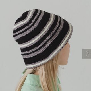 カスタネ(Kastane)のWHIMSIC KNIT METRO HAT 【ブラック】(ハット)