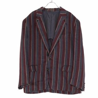 コムデギャルソン(COMME des GARCONS)のコムデギャルソンオム COMME des GARCONS HOMME PLUS ジャケット テーラード ストライプ リネン アウター メンズ S ボルドー/グレー(テーラードジャケット)