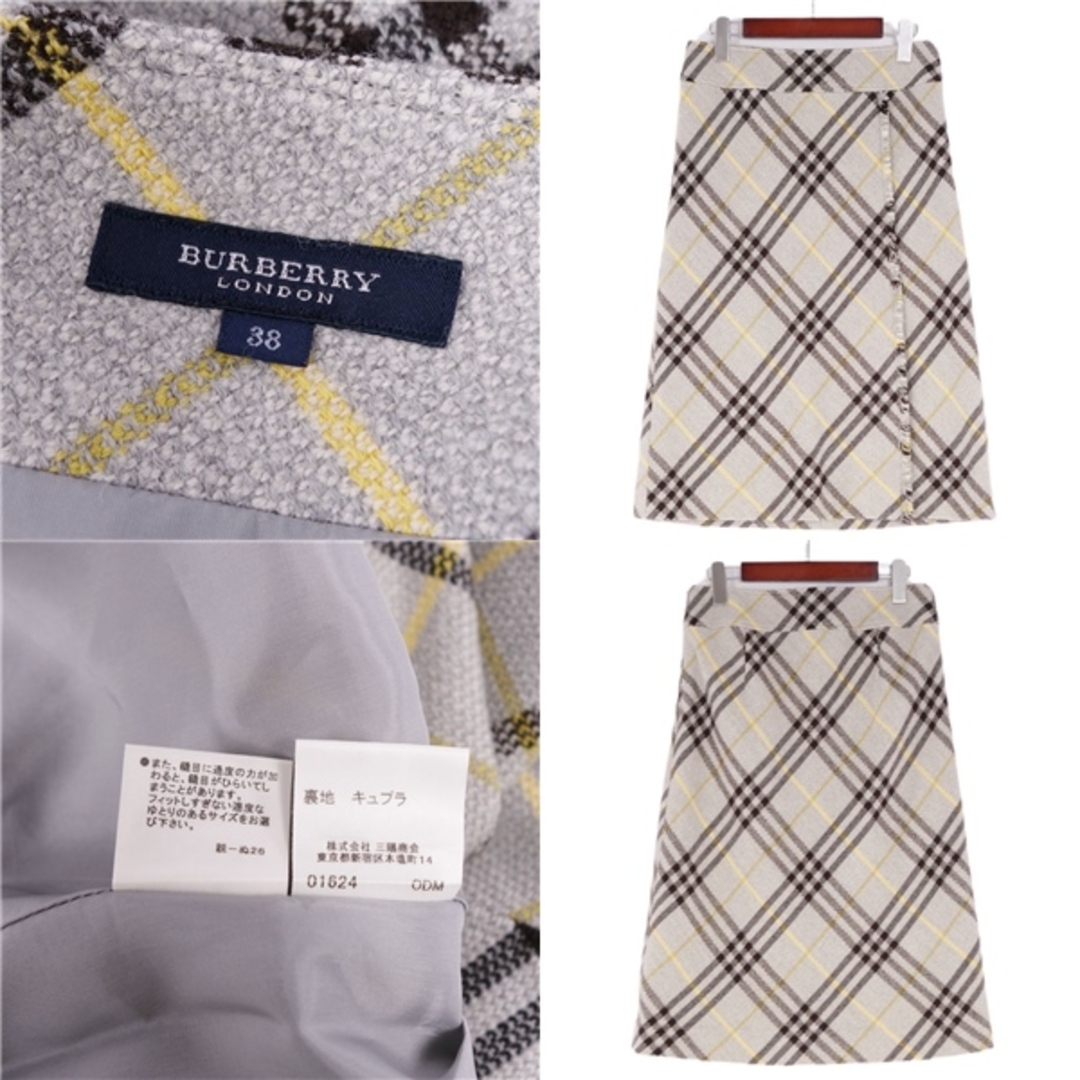 BURBERRY(バーバリー)の美品 バーバリー ロンドン BURBERRY LONDON スカート チェック ウール ボトムス レディース 38(M相当) グレー レディースのスカート(ひざ丈スカート)の商品写真