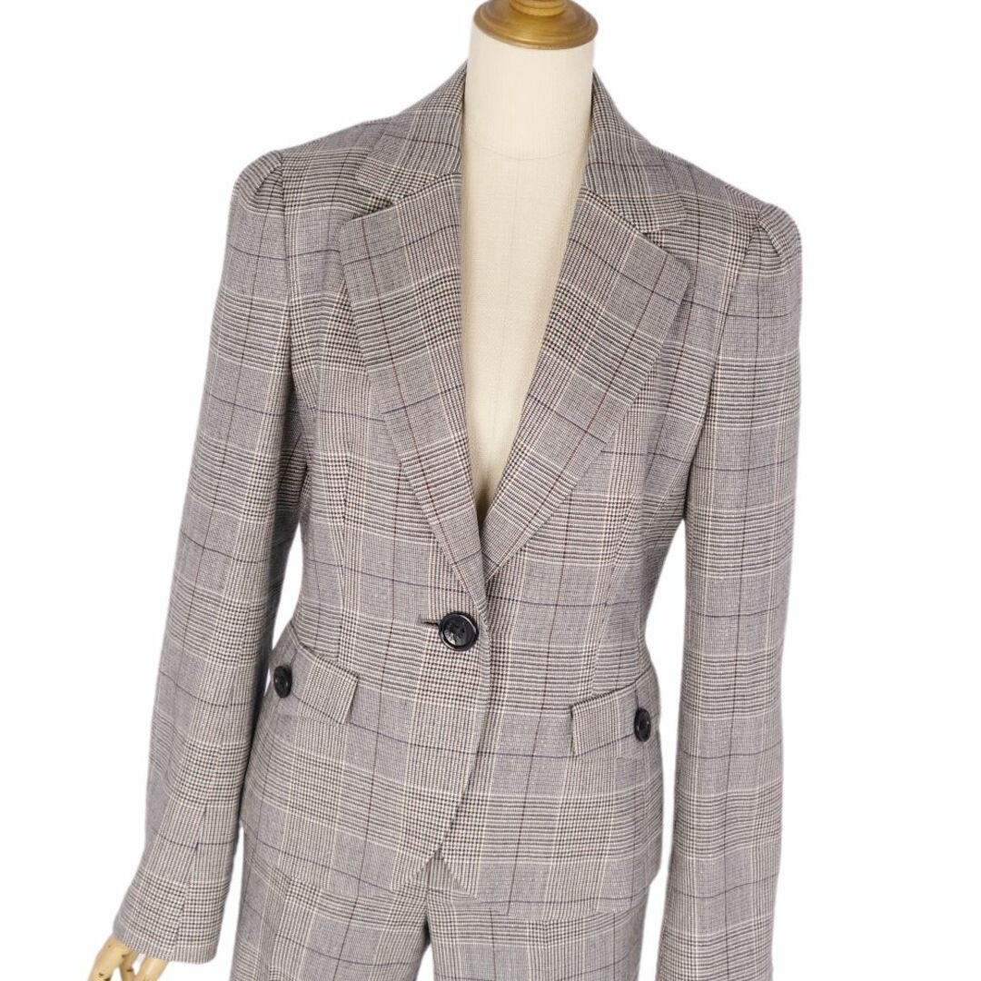 美品 バーバリー ロンドン BURBERRY LONDON セットアップ パンツスーツ チェック ウール ジャケット パンツ レディース ジャケット:40 パンツ:38 グレー 美品 バーバリー ロンドン BURBERRY LONDON セットアップ パンツスーツ チェック ウール ジャケット パンツ レディース ジャケット:40 パンツ:38 グレー