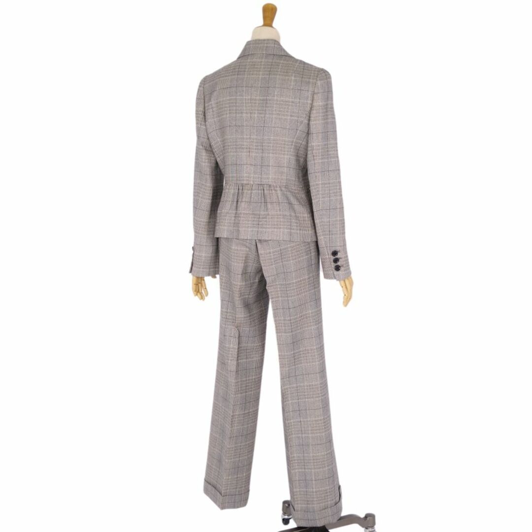 美品 バーバリー ロンドン BURBERRY LONDON セットアップ パンツスーツ チェック ウール ジャケット パンツ レディース ジャケット:40 パンツ:38 グレー