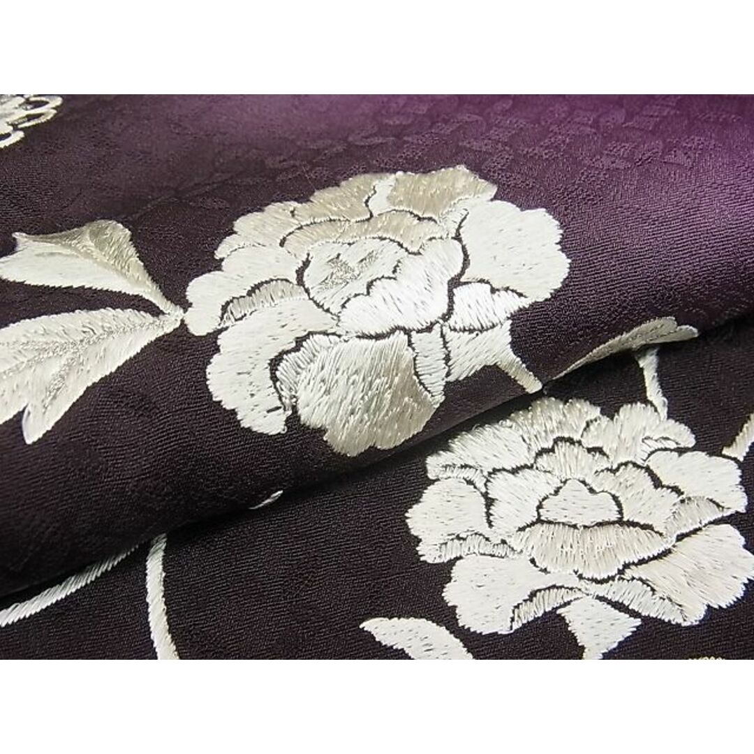 平和屋2□極上 訪問着 総手刺繍 花唐草文 濃紺地 逸品 3kh1350-
