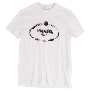 プラダ(PRADA)のプラダ PRADA Tシャツ カットソー 半袖 ショートスリーブ ロゴプリント トップス メンズ S ホワイト(Tシャツ/カットソー(半袖/袖なし))