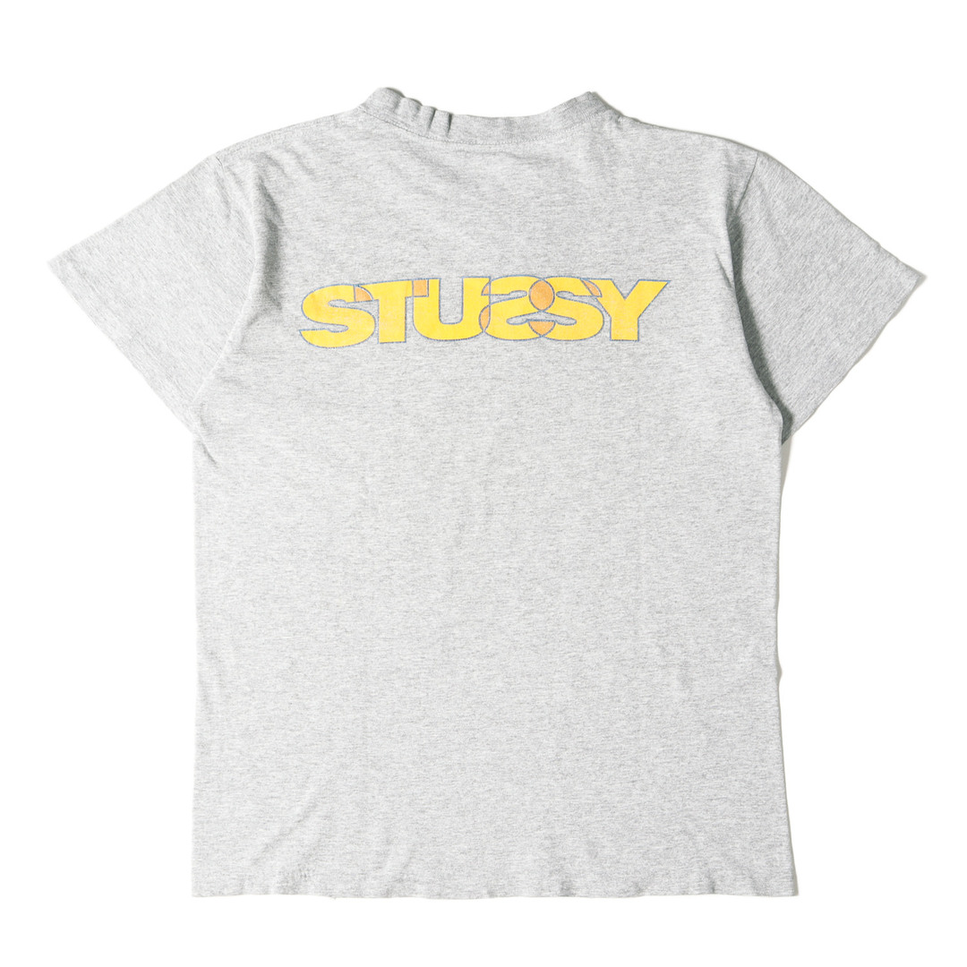 STUSSY ステューシー Tシャツ サイズ:M 90s OLD STUSSY 紺タグ SSリンク ロゴ クルーネック 半袖 Tシャツ USA製  ヘザーグレー オー ルドステューシー 90年代 アーカイブ 古着 トップス カットソー 【メンズ】【中古】