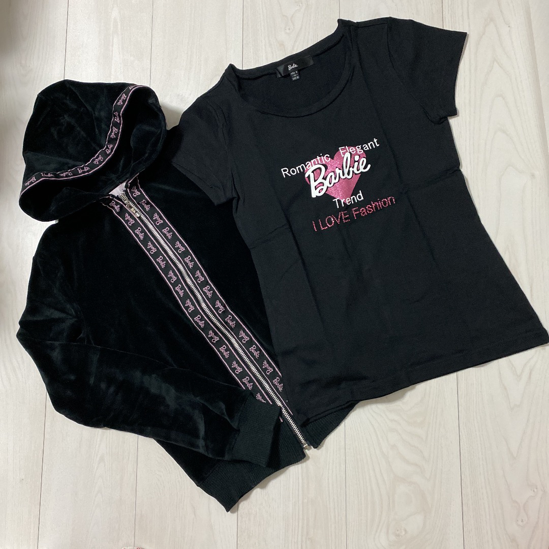 Barbie ベロアパーカー&Tシャツセット