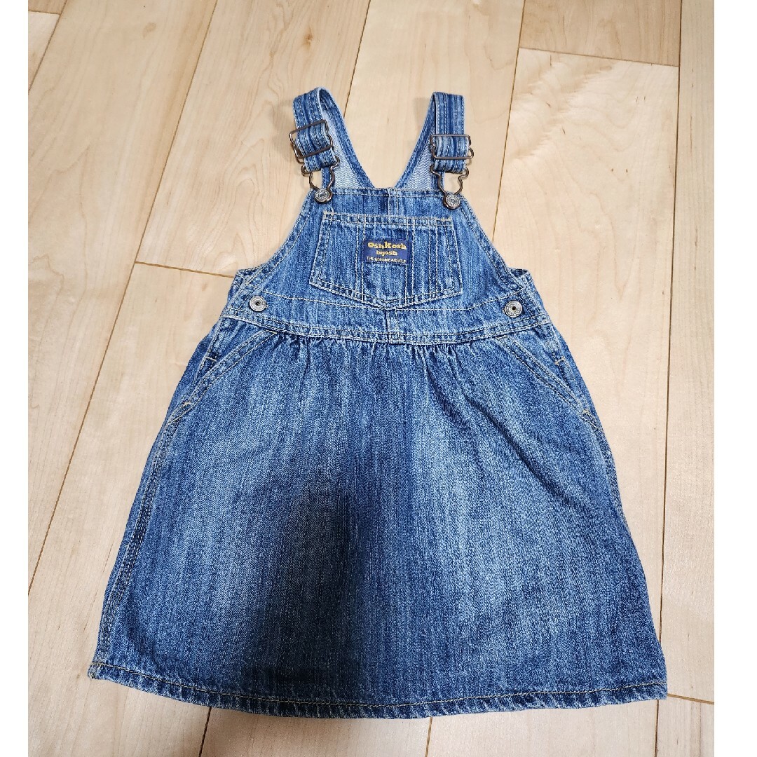 デニム オーバーオール 90 ワンピース キッズ/ベビー/マタニティのキッズ服女の子用(90cm~)(ワンピース)の商品写真