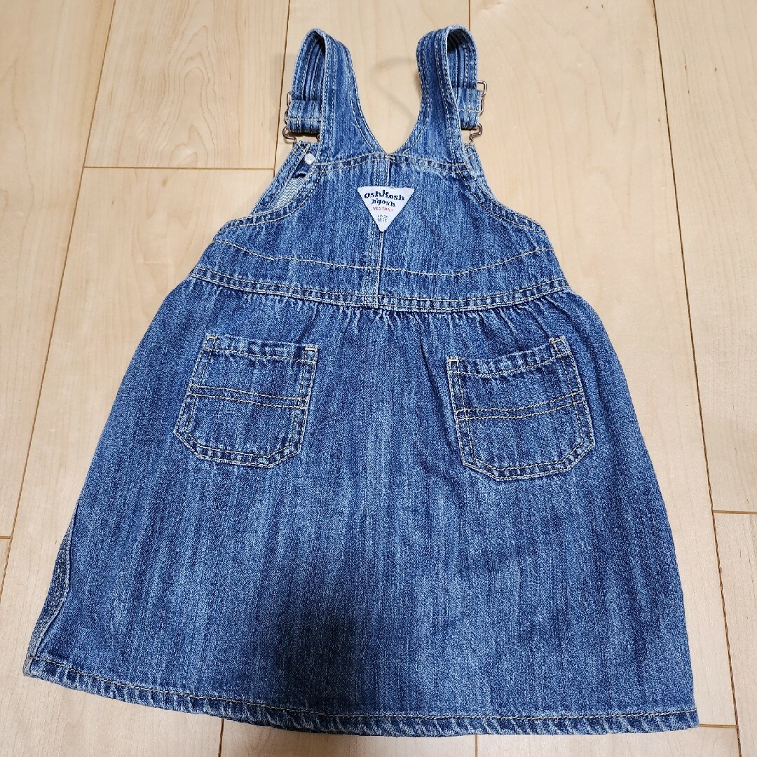 デニム オーバーオール 90 ワンピース キッズ/ベビー/マタニティのキッズ服女の子用(90cm~)(ワンピース)の商品写真