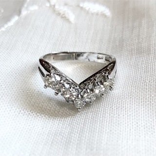 ヴィンテージリング 指輪 ダイヤモンド 宝石 シルバー 10号 昭和レトロ(リング(指輪))