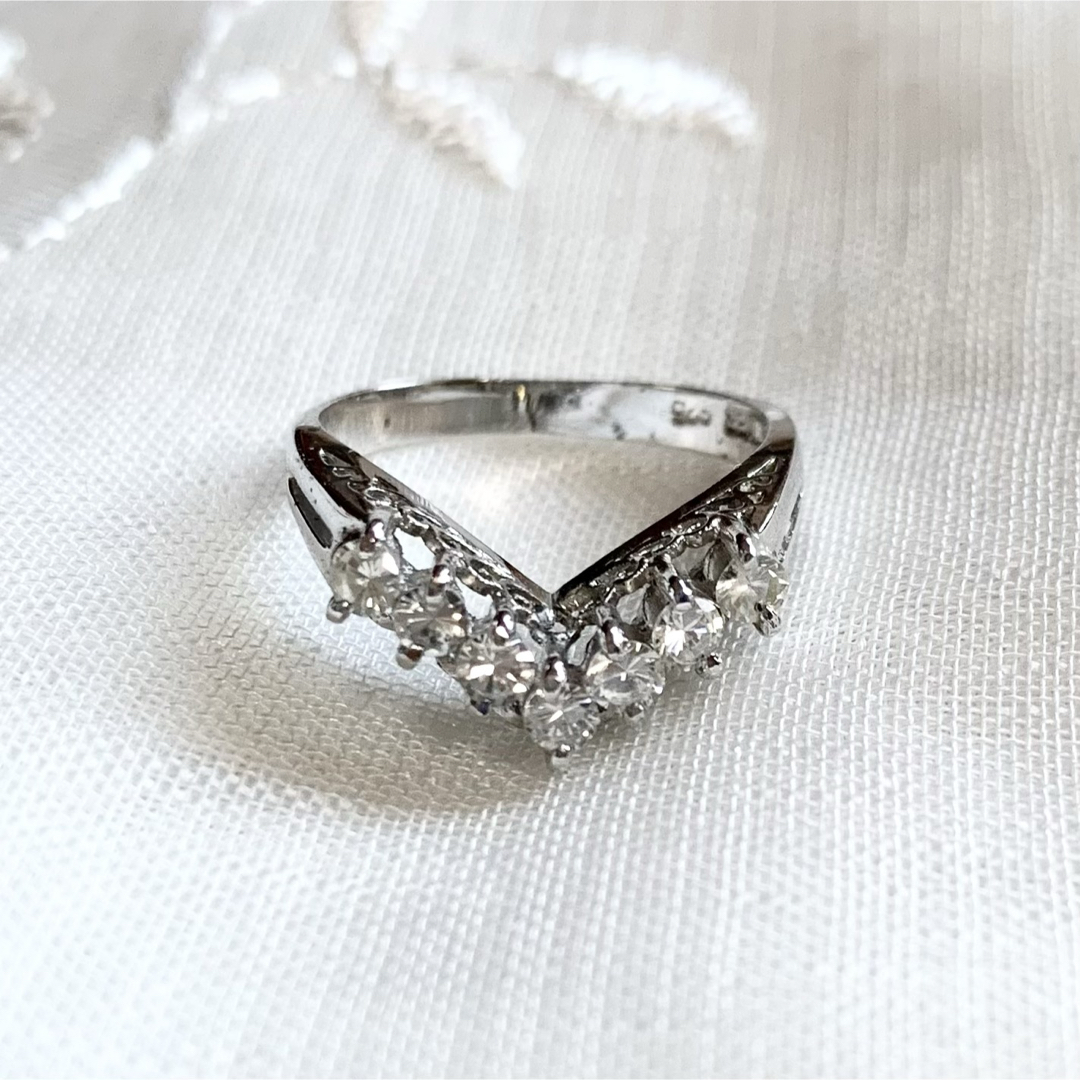 ヴィンテージリング 指輪 ダイヤモンド 宝石 シルバー 10号 昭和レトロ レディースのアクセサリー(リング(指輪))の商品写真