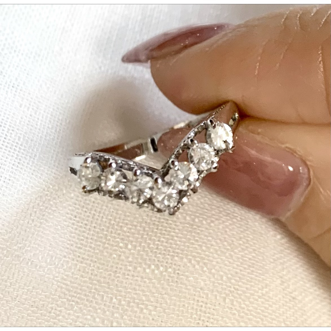ヴィンテージリング 指輪 ダイヤモンド 宝石 シルバー 10号 昭和レトロ レディースのアクセサリー(リング(指輪))の商品写真