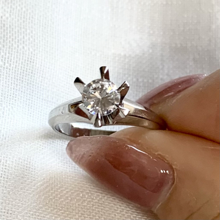 ヴィンテージリング 指輪 ダイヤモンド 宝石 シルバー 10号 昭和レトロ(リング(指輪))