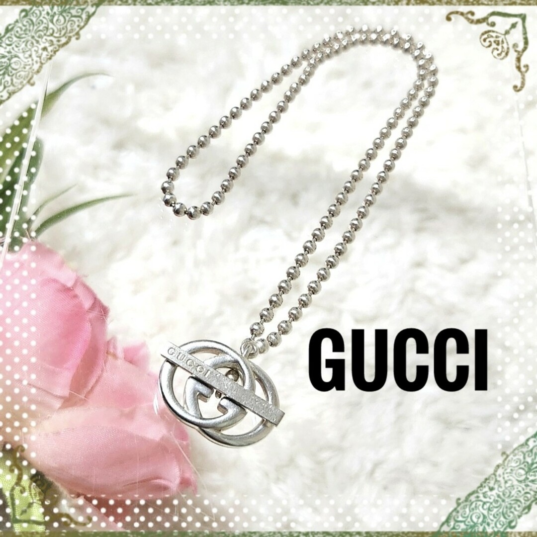 Gucci(グッチ)のGUCCI☆インターロッキングGGロゴ シルバー ボールチェーン ネックレス レディースのアクセサリー(ネックレス)の商品写真