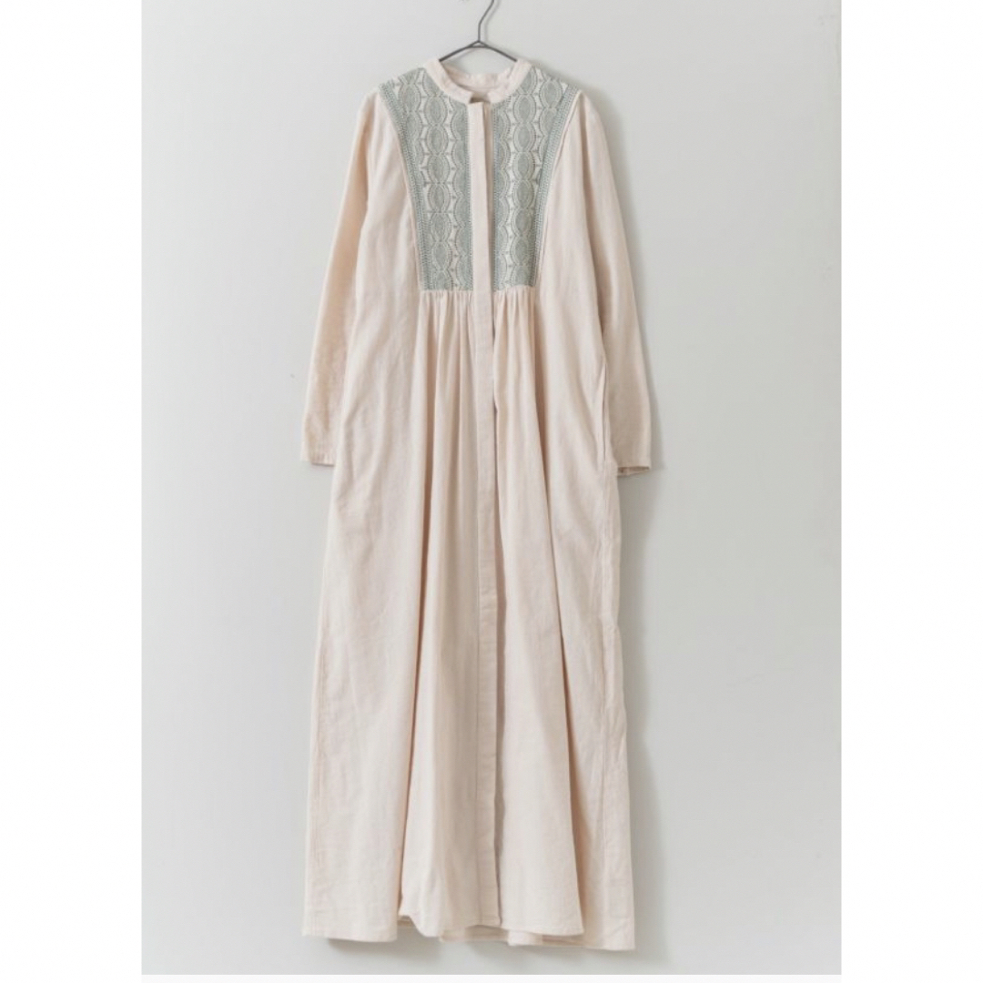 ヌキテパCrimp Cotton Solid Embroidery Dress