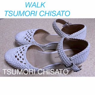 ツモリチサト(TSUMORI CHISATO)の1度のみ使用の良品　TSUMORI CHISATO ホワイトメッシュサンダル　(サンダル)