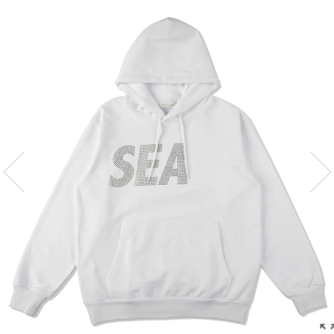 SEA RHINE STONE HOODIE / WHITE