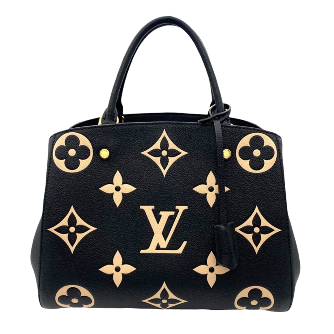 ルイ・ヴィトン LOUIS VUITTON モンテーニュMM M45842 ブラック×ホワイト ゴールド金具 モノグラム・アンプラント レザー レディース ハンドバッグ